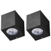 AUSSENWANDLEUCHTE 2er Set Schwarz Aransas - Schwarz, Metall (7/8/8cm) - Beliani