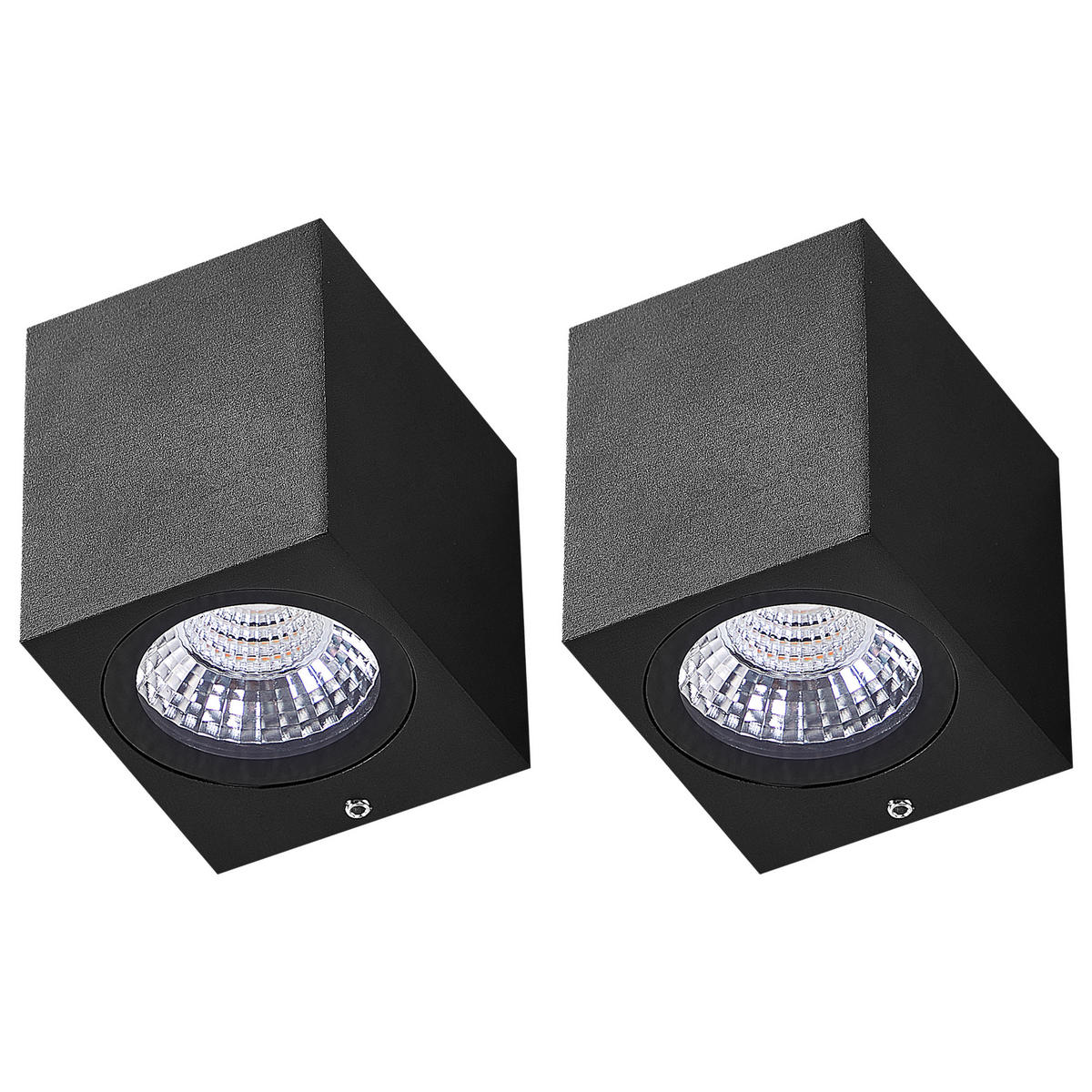 AUSSENWANDLEUCHTE 2er Set Schwarz Aransas - Schwarz, Metall (7/8/8cm) - Beliani