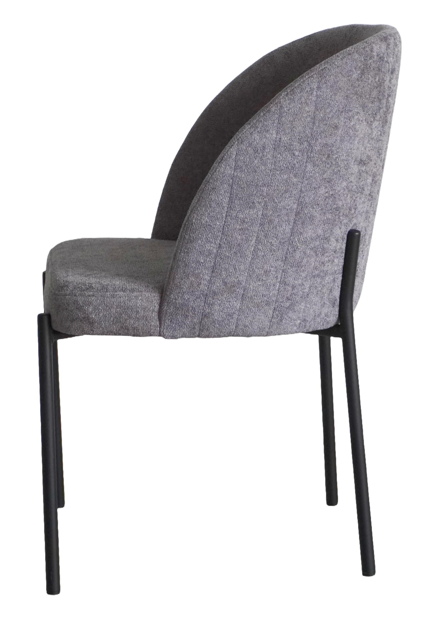 STUHL Kris bouclé grau - Schwarz/Grau, Textil/Metall (53/84/53cm) - INKA furniture