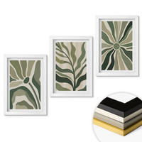 WANDBILDER 3er-Set - 20x30 cm Weißer Rahmen - Grüne und beige Pflanzenmuster - Weiß, Kunststoff (20/30cm) - ArtPrintCave