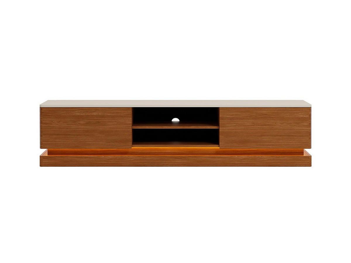 TV-BOARD - 190 cm x 40 cm - Holz, Platte - Naturfarben Dunkel, Beige - DEVIKA - Beige/Naturfarben, Holz (190/44/40cm) - Vente-Unique