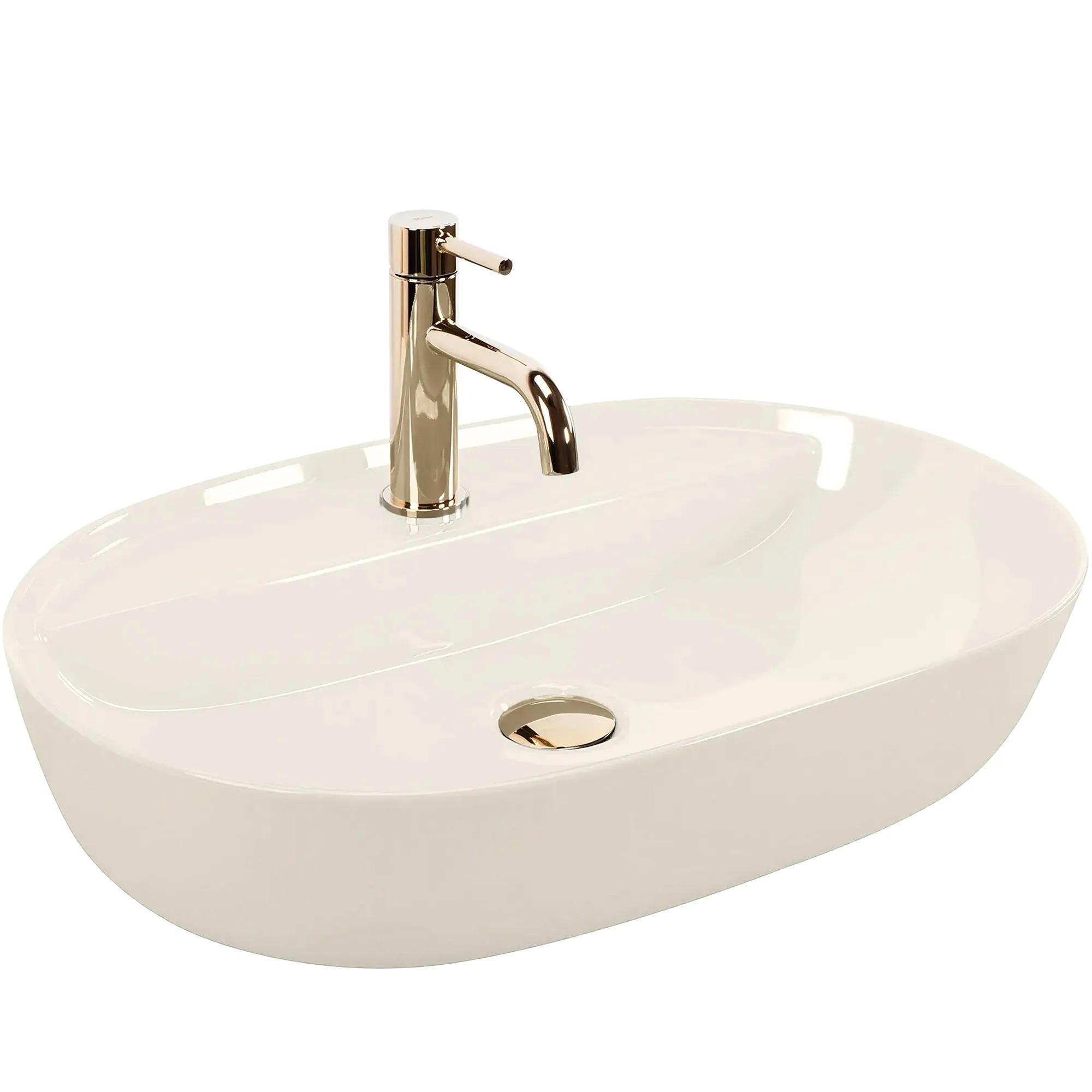 AUFSATZWASCHBECKEN Rea Aura 61 Ecru Shiny - Ecru, Keramik (41/13/61cm) - REA
