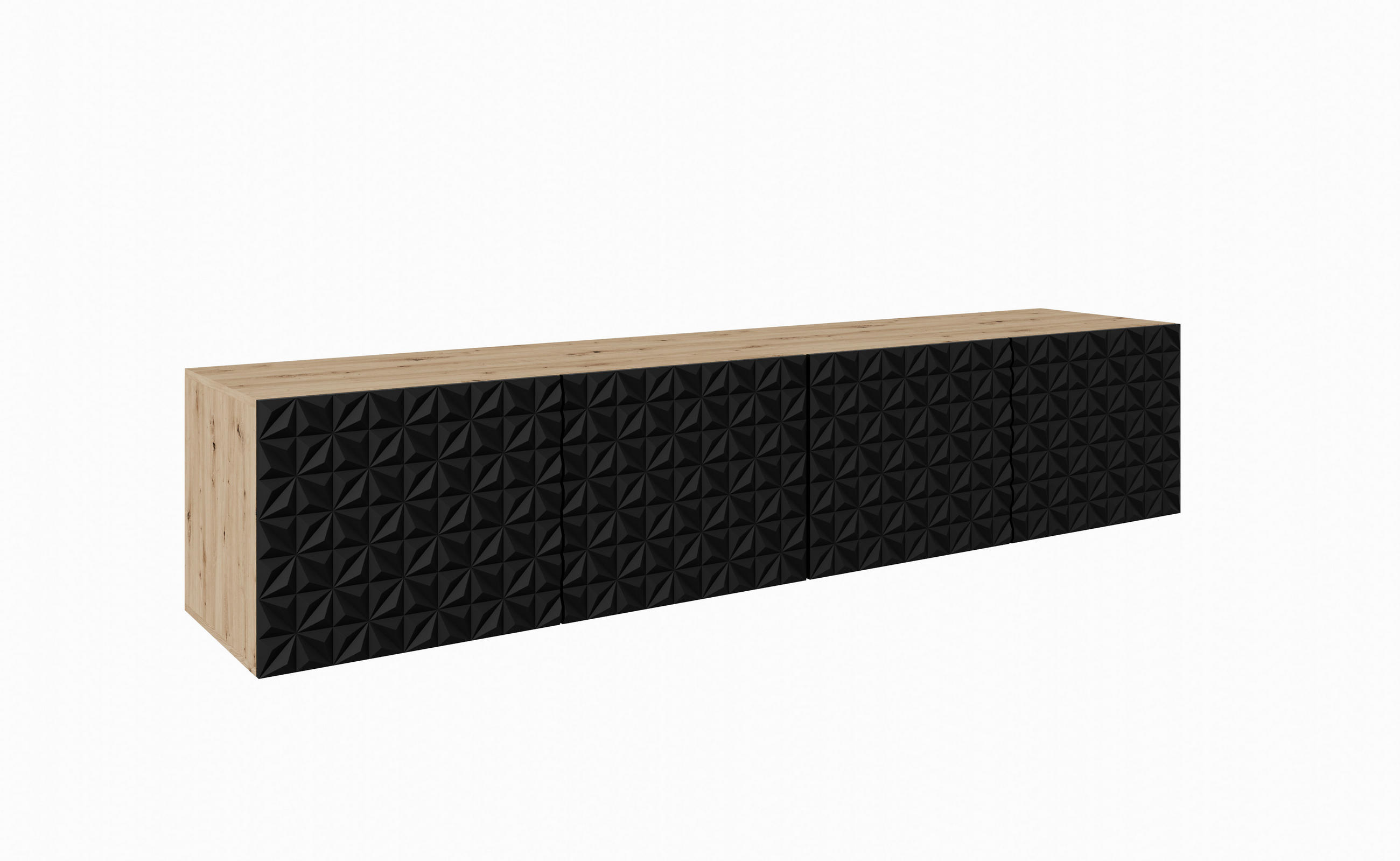 Meblini Tv-Schrank Eiche Artisan, Schwarz 200x41x40 cm