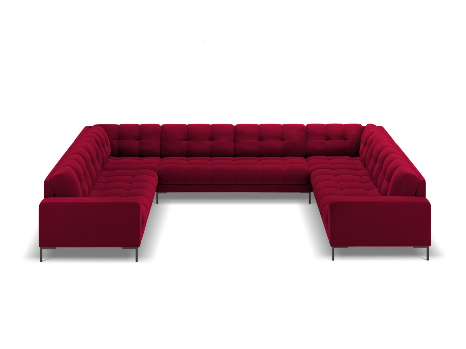 PANORAMASOFA Mamaia aus Samt rot 9 Sitzplätze - Rot, Textil (256/75/337cm) - Micadoni