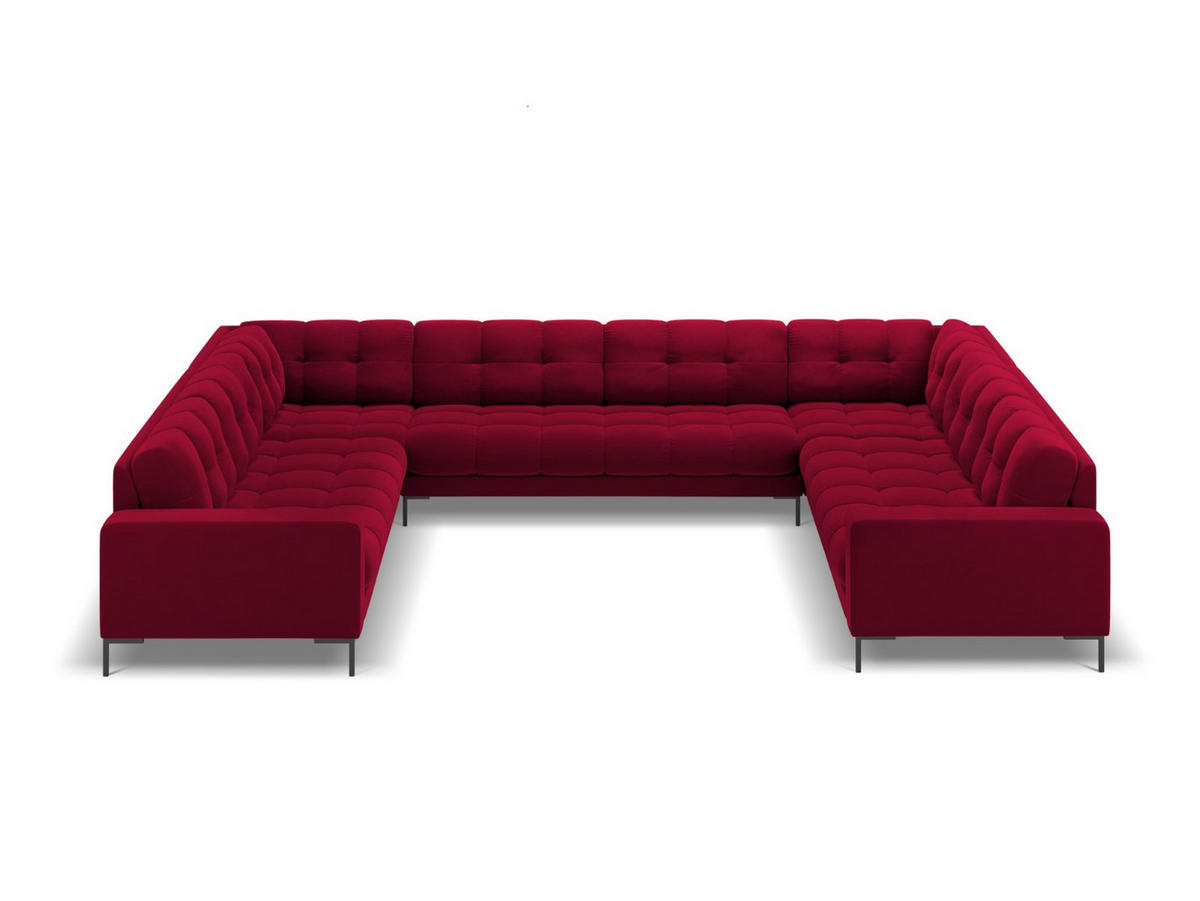 PANORAMASOFA Mamaia aus Samt rot 9 Sitzplätze - Rot, Textil (256/75/337cm) - Micadoni