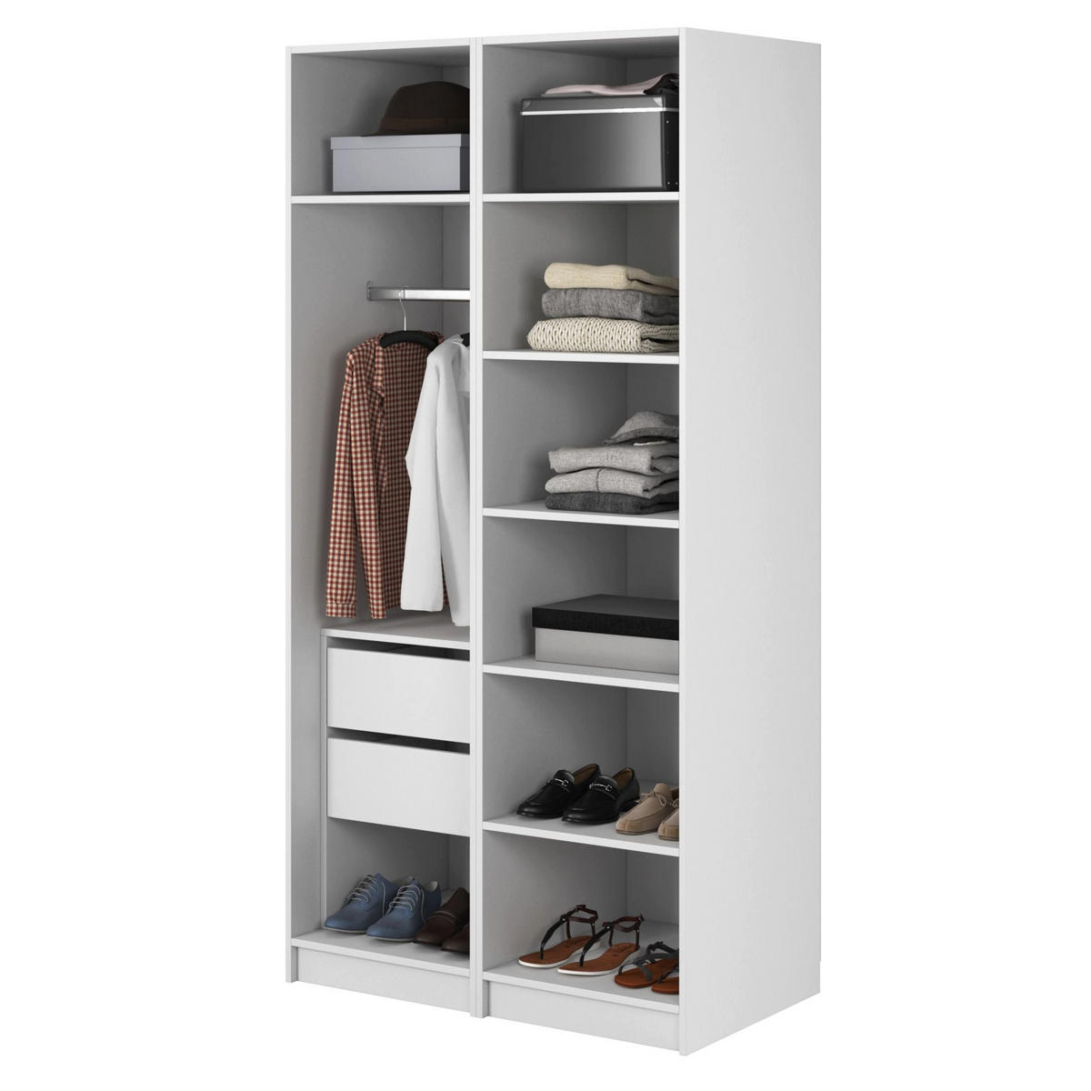 KLEIDERSCHRANK Frame Weiß 100 cm - Goldfarben/Weiß, Holzwerkstoff/Metall (100/200.5/57cm) - Selsey