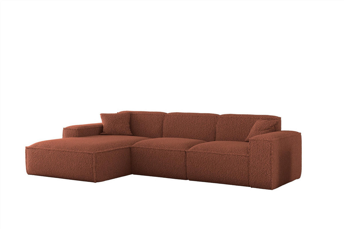 ECKSOFA Celes Premium In Sven - Rotbraun, Holzwerkstoff/Textil (266/165cm) - Fun Möbel