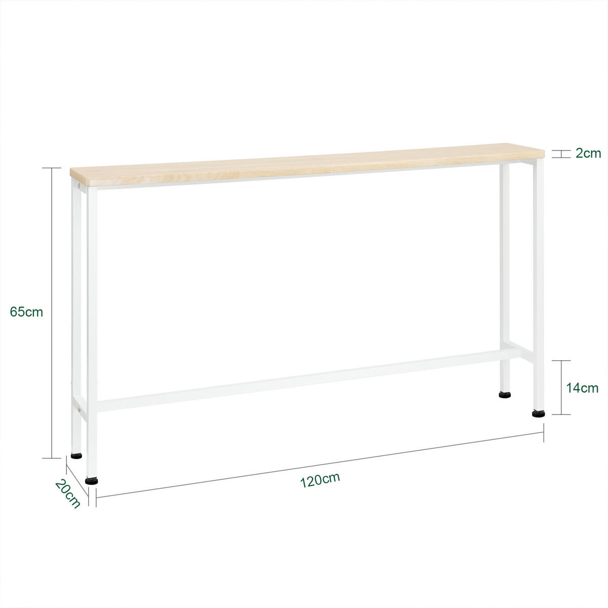 KONSOLENTISCH Weiß - Naturfarben, Holzwerkstoff/Metall (20/120/65cm) - SoBuy
