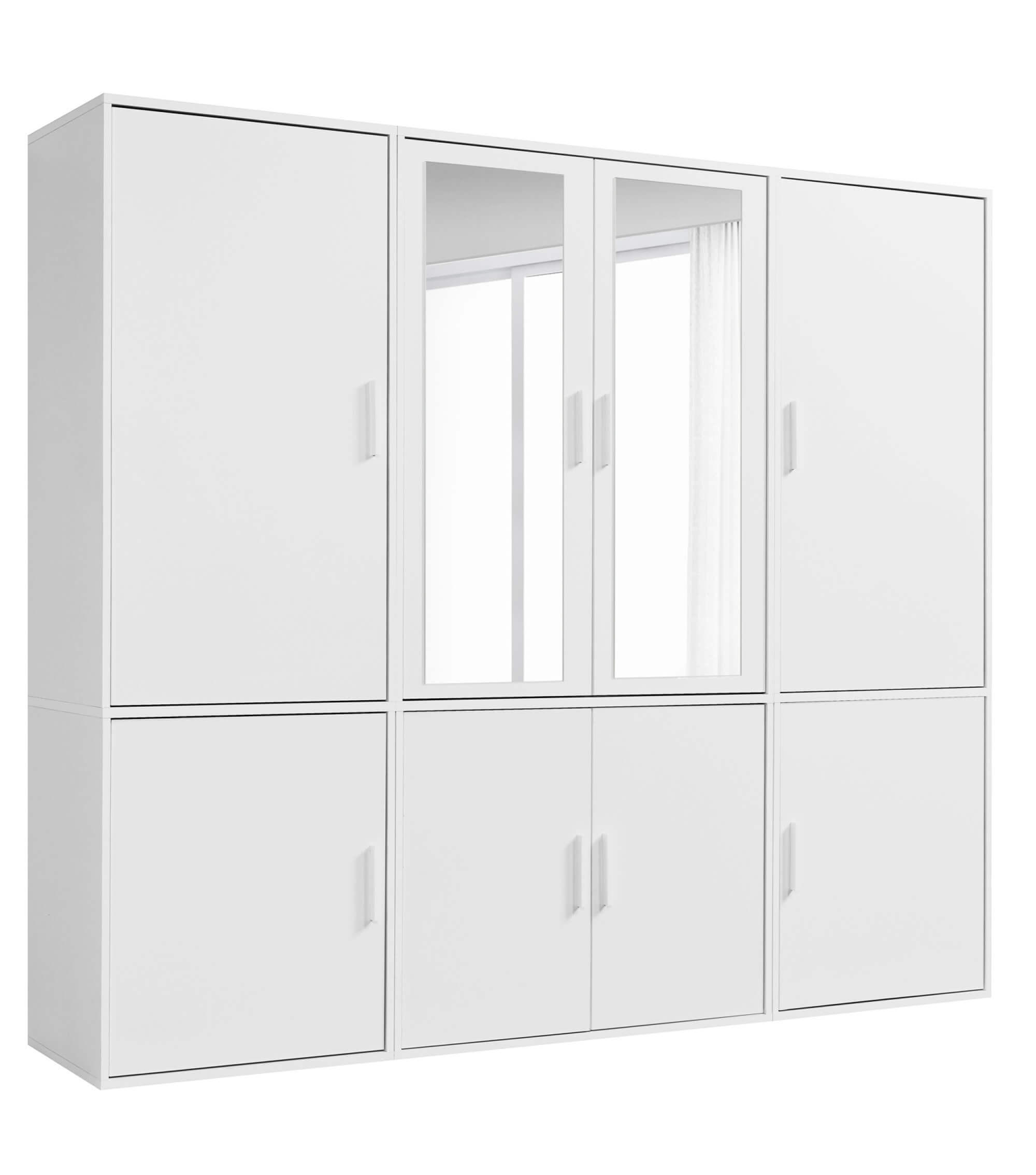 KLEIDERSCHRANK mit Spiegel Der Grenzenlose - Weiß, Holzwerkstoff (210/187/58cm) - Mokebo