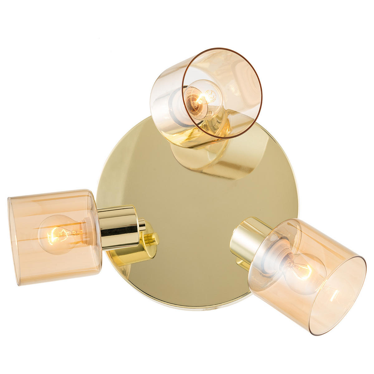 DECKENLEUCHTE - Metall / Glas, 3-flammig - Goldfarben, Glas (30/30/18cm) - home24