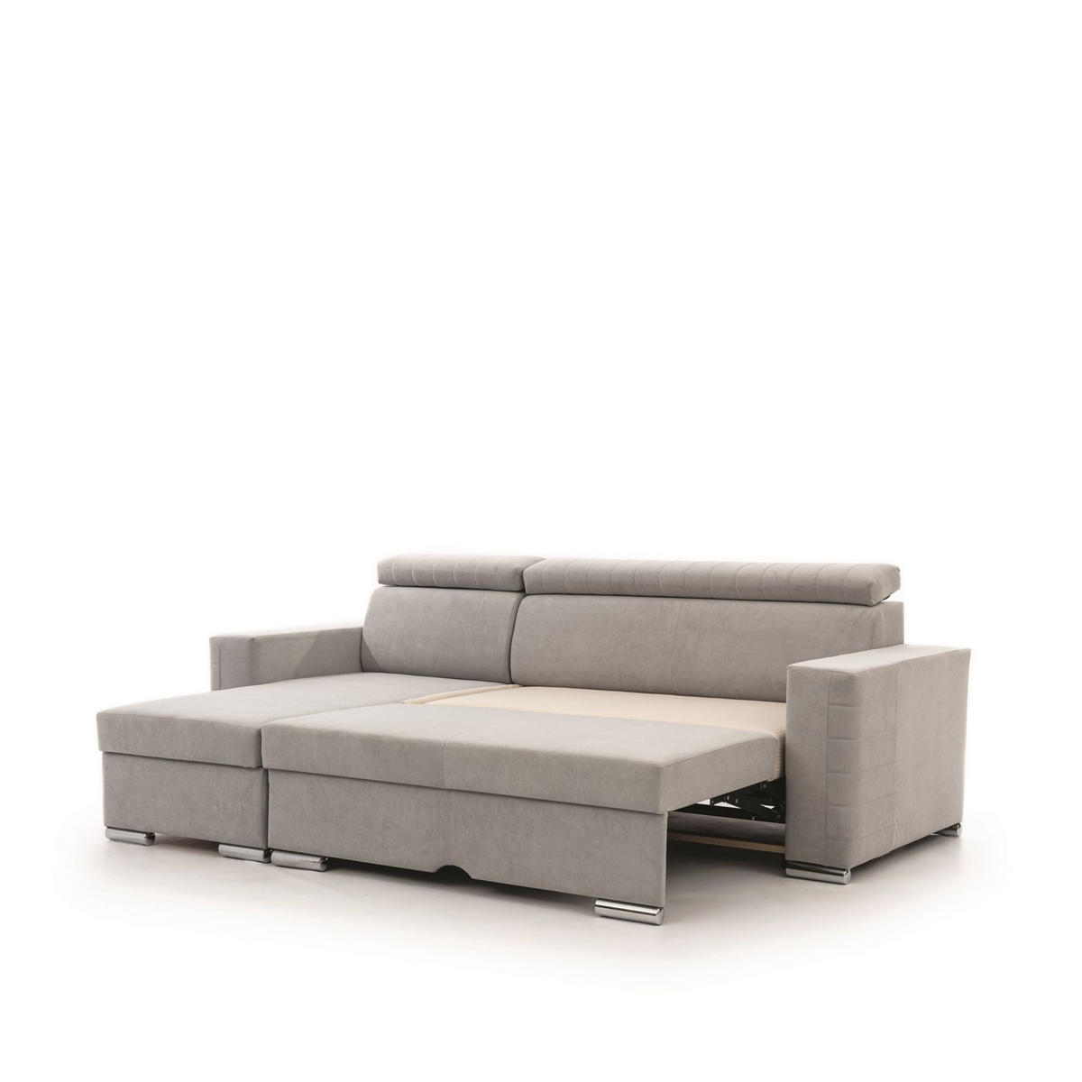 ECKSOFA Canton In Camelia - Hellgrau, Holzwerkstoff/Textil (260/173cm) - Fun Möbel