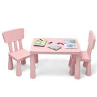 KINDERTISCH mit 2 Stühlen rosa(3-tlg) - Pink, Kunststoff (76.5/49.5/54.5cm) - COSTWAY