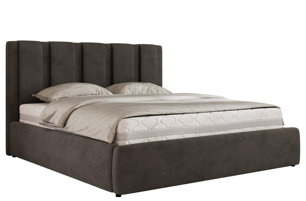 POLSTERBETT SAVINO CLASSIC 160/200 - Dunkelgrau Velvet - Schaum-Matratze - Dunkelgrau, Textil (160/200cm) - MKS