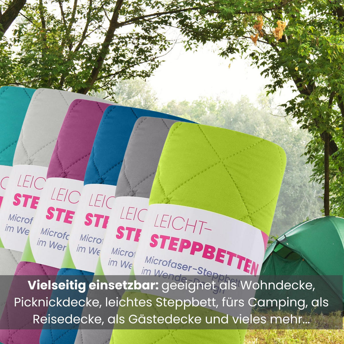 SOMMERBETT Camping lila 155/220 cm Steppbett im Wende-Design Duo-Color - Lila, Textil (155/220cm) - wometo