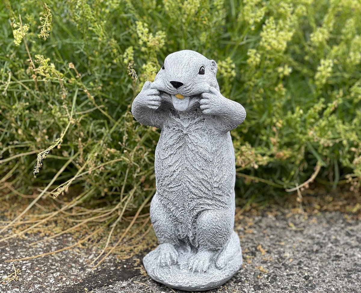 STEINFIGUR Murmeltier Max frostfest wetterfest Steinguss - Grau, Stein (11/27/11cm) - stoneandstyle