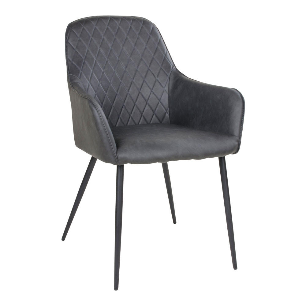 ARMLEHNSTUHL 2er-Set dunkelgrau Kunstleder - Grau, Holzwerkstoff (65/87/57cm) - ebuy24