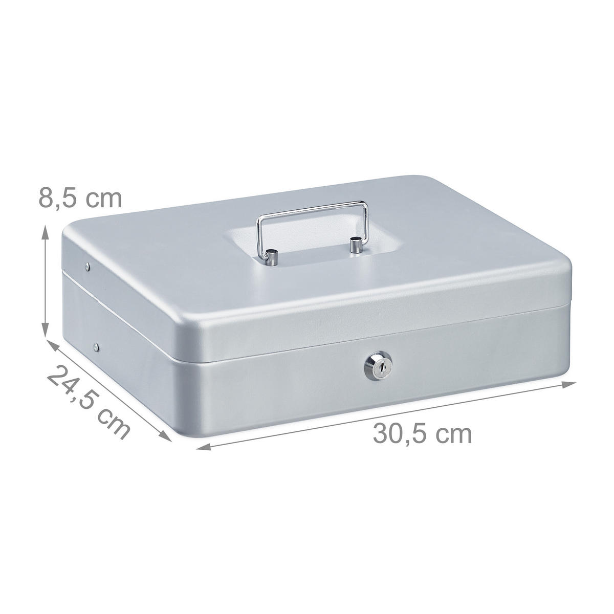 GELDKASSETTE Euro-Münzzählbrett - Silberfarben, Kunststoff/Metall (30.5/8.5/24.5cm) - Relaxdays