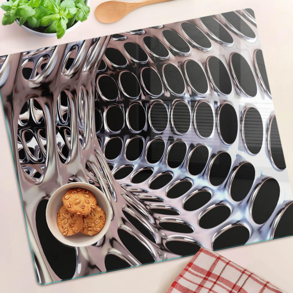 GLASPLATTE 60x52 cm Metalltunnel - Silberfarben, Glas (60/0.4/52cm) - TULUP