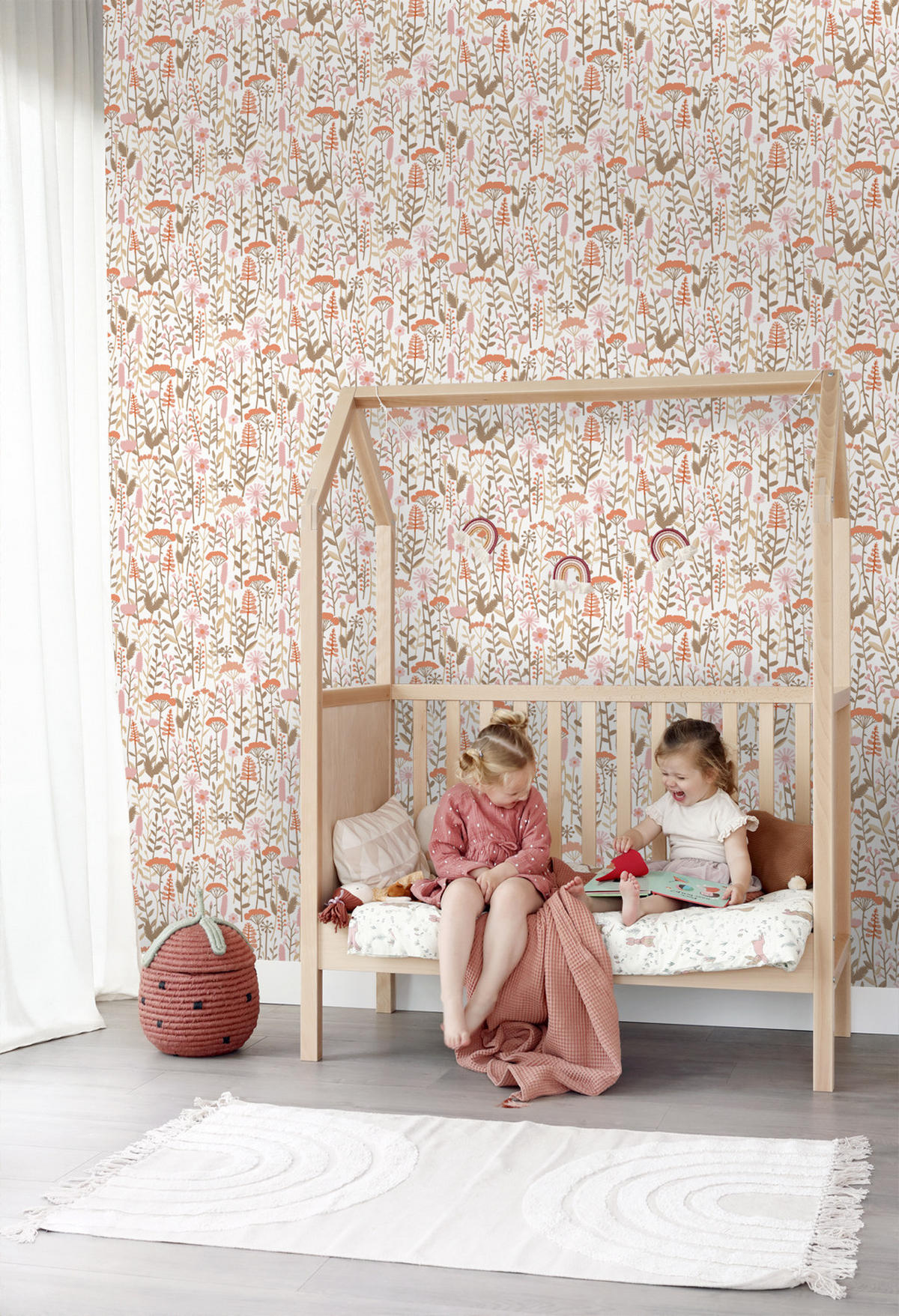 TAPETE Feldblumen 50 x 900 cm - Terracotta, Papier (50/0.1cm) - ESTAhome
