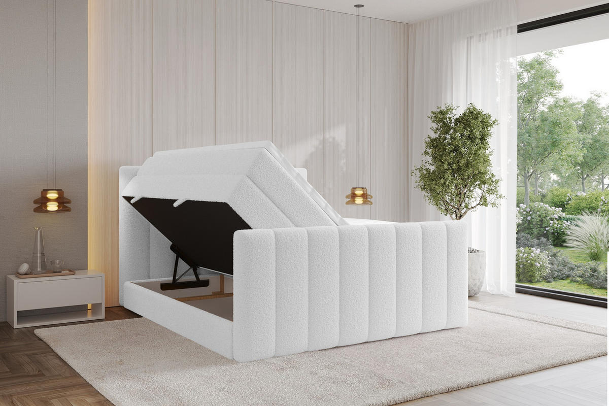 BOXSPRINGOVÁ POSTEL s matrací H3/H4 - OTTA-Z KING - 200x200 cm Bílá - bílá, kompozitní dřevo (200/200cm) - ALTDECOR