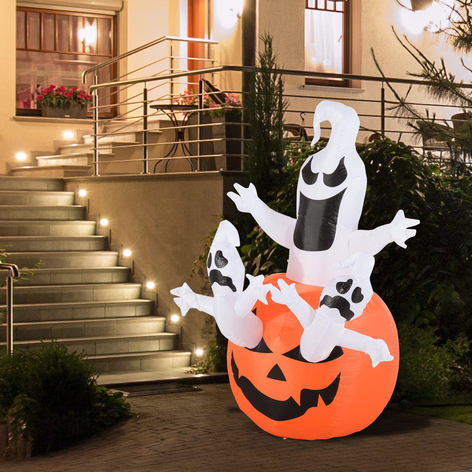 HALLOWEEN AUFBLASBARER KÜRBIS, Mehrfarbig, Polyester - Multicolor, Kunststoff (120/180/120cm) - HOMCOM