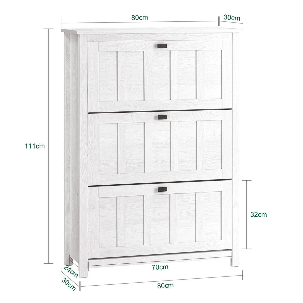 SCHUHSCHRANK Weiß - Weiß, Holzwerkstoff (80/111/30cm) - SoBuy