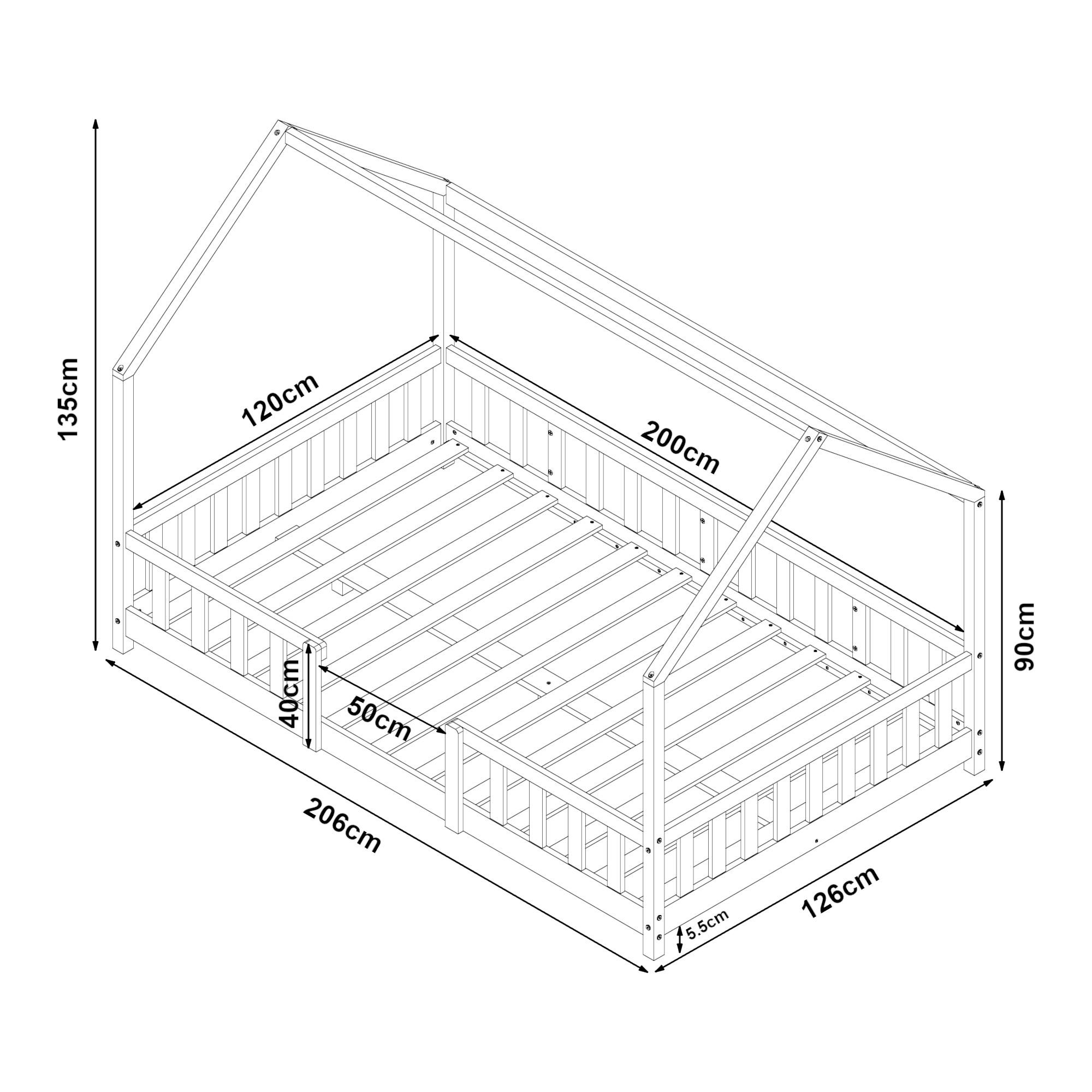 HAUSBETT Sisimiut - Weiß, Holz (120/200cm) - [en.casa]
