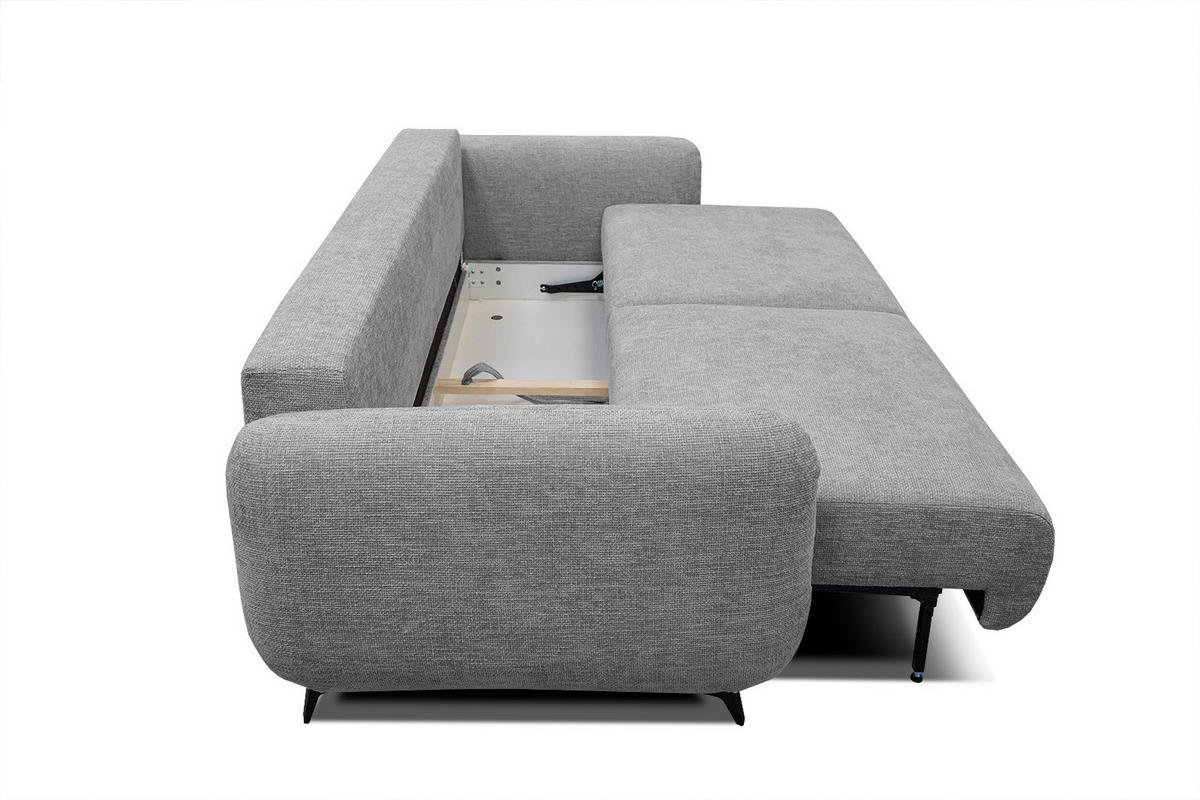 SOFA DRAKE 3-Sitzer mit Schlaffunktion, grau - Braun/Grau, Holz/Textil (232/90/107cm) - Courtois Laville
