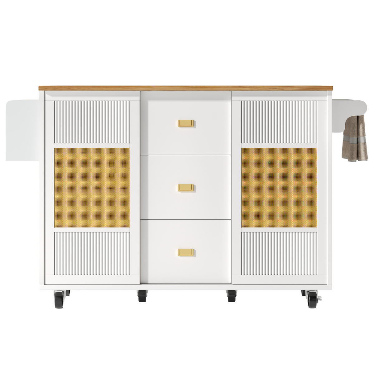 KÜCHENINSEL mit Klapptisch 146,85 x 70 x 90 cm Weiß - Weiß, Metall (70/90/146.85cm) - Beauniv