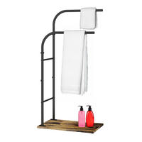 HANDTUCHSTÄNDER - Schwarz, Holzwerkstoff/Textil (40/80.5/24cm) - Relaxdays