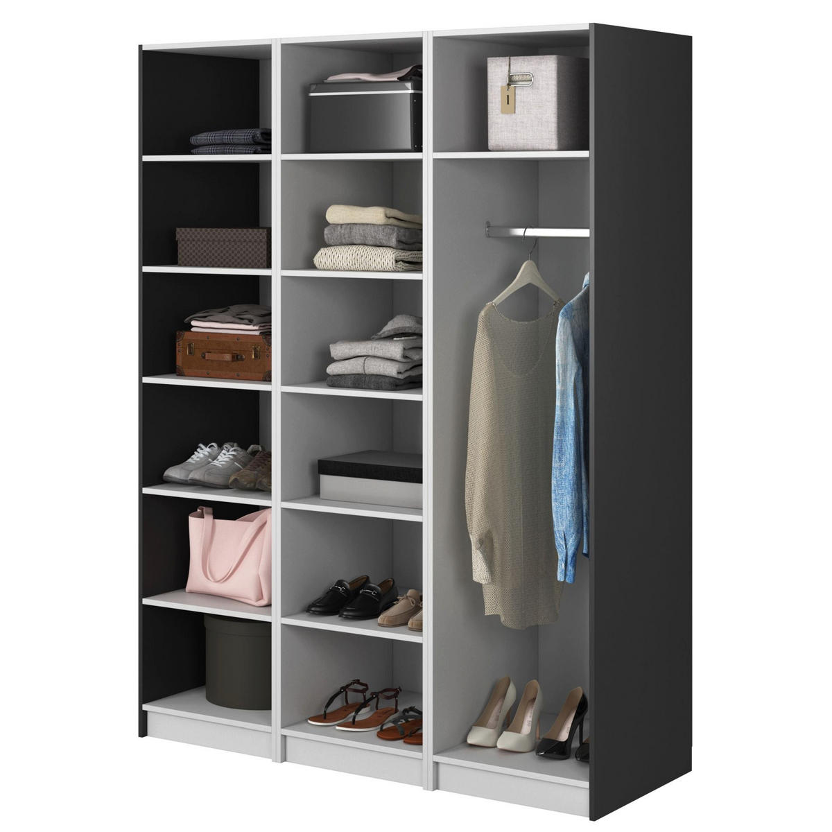 KLEIDERSCHRANK Frame Schwarz 150 cm - Goldfarben/Schwarz, Holzwerkstoff/Metall (150/200.5/57cm) - Selsey