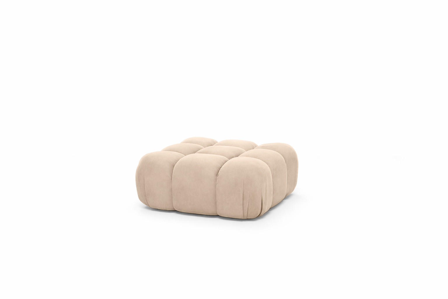 HOCKER Modularer, Veloursstoff Salvador, Beige, Selia - Beige, Holz (95/40/95cm) - Kaiser Möbel