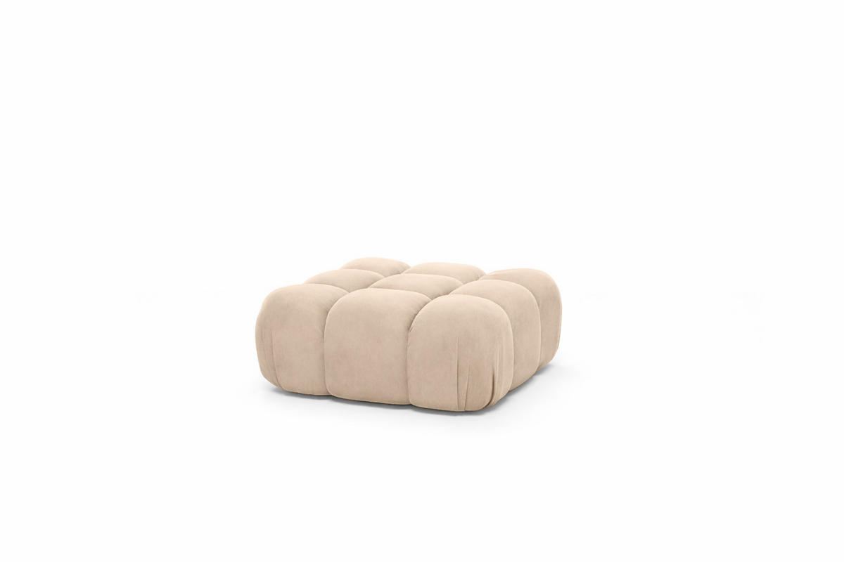 HOCKER Modularer, Veloursstoff Salvador, Beige, Selia - Beige, Holz (95/40/95cm) - Kaiser Möbel