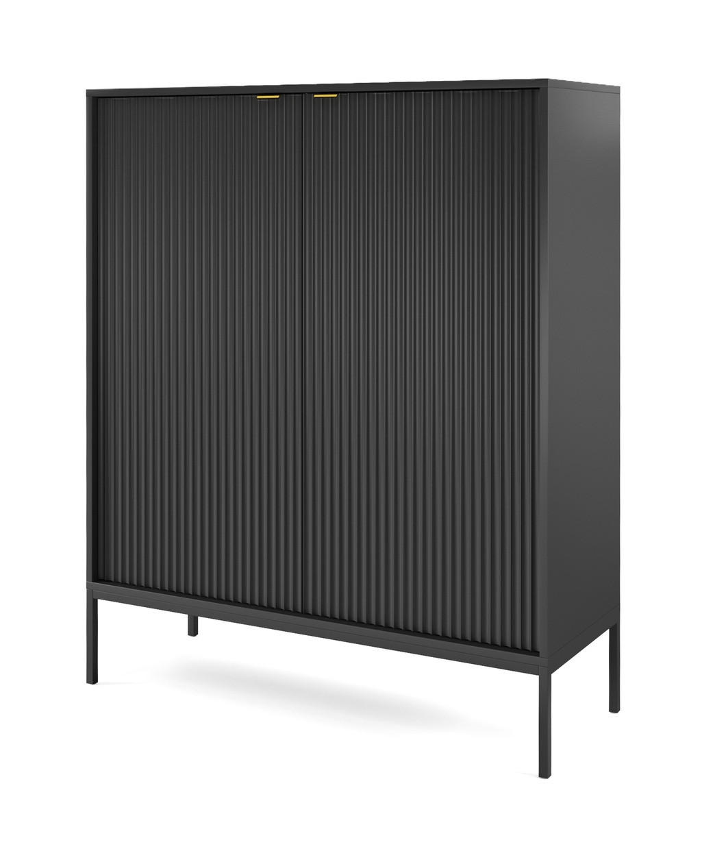 SIDEBOARD 104 cm Galla, 2 Türen, Schwarz - Schwarz, Holz/Metall (104/125/39cm) - Emporius