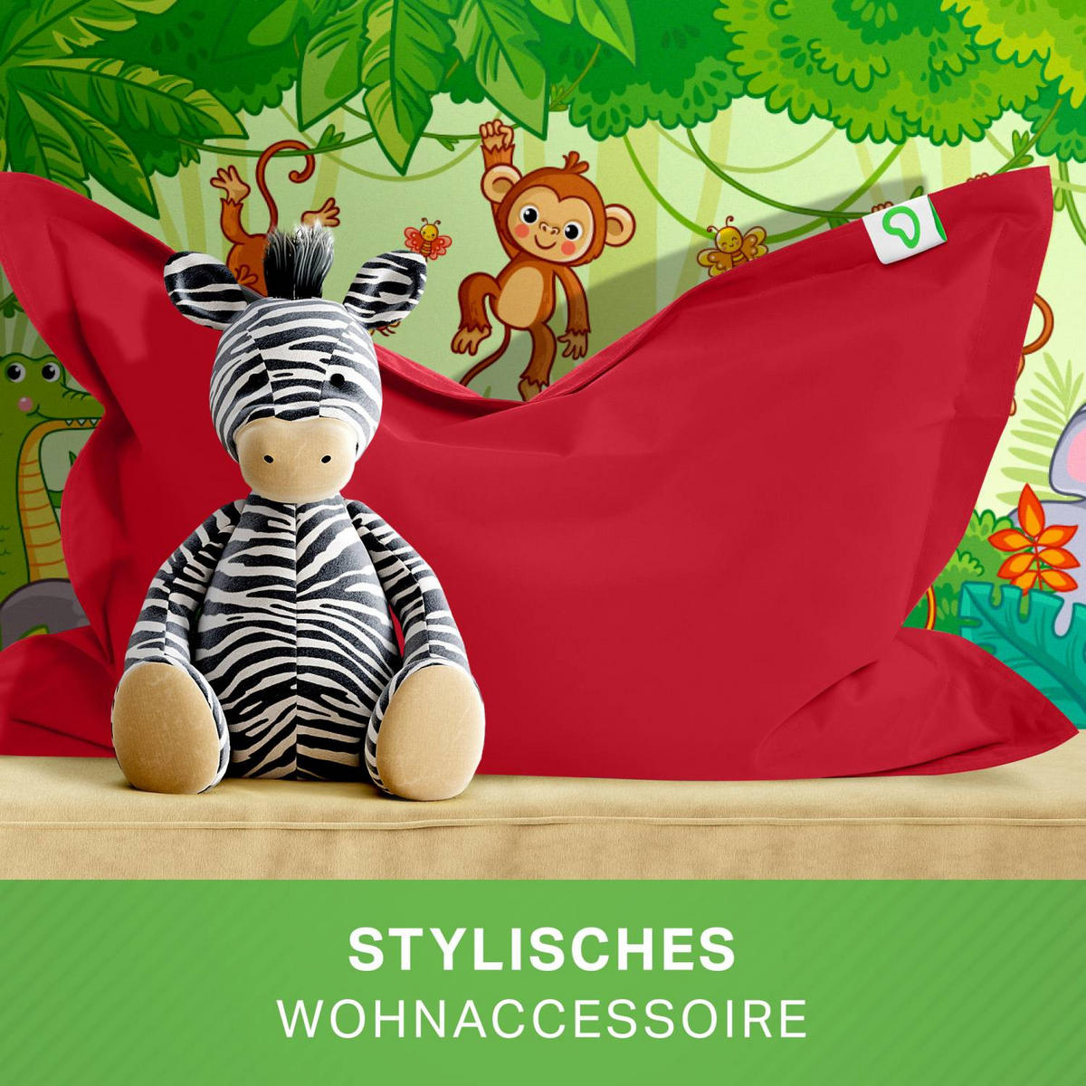 KINDER-SITZSACK 70x100cm - 70 Liter - Dunkelrot, Textil (70/10/100cm) - Green Bean