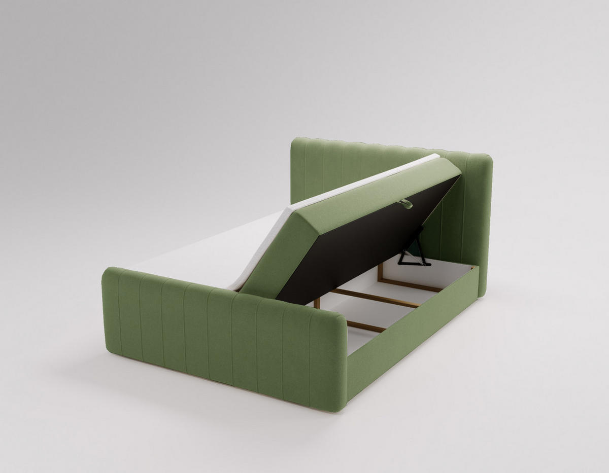 BOXBETT OSLO mit Bettkasten Stoff Komodo Grün 120x200 cm - Grün, Holz (120/200cm) - Kaiser Möbel
