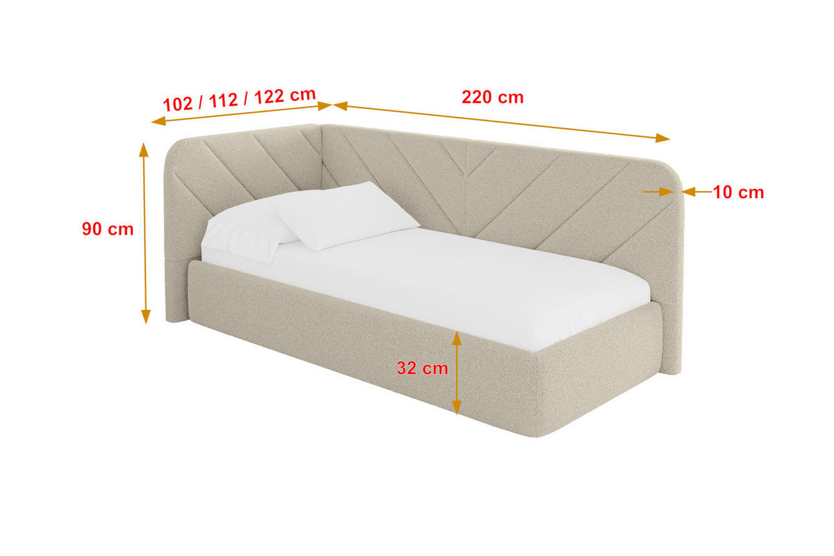 EINZELLBETT Jugendbett mit Bettkasten und Matratze H3/H4, Rechts - FIKY 80x200 Dunkelbeige - Taupe, Holzwerkstoff/Textil (80/200cm) - ALTDECOR