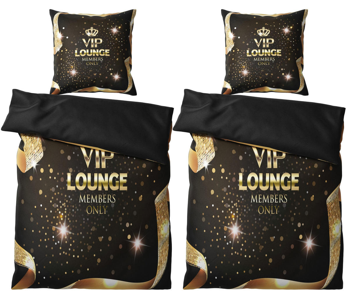 BETTWÄSCHE 4-teilig VIP Lounge - Schwarz, Naturmaterialien (135/200cm) - Sanilo