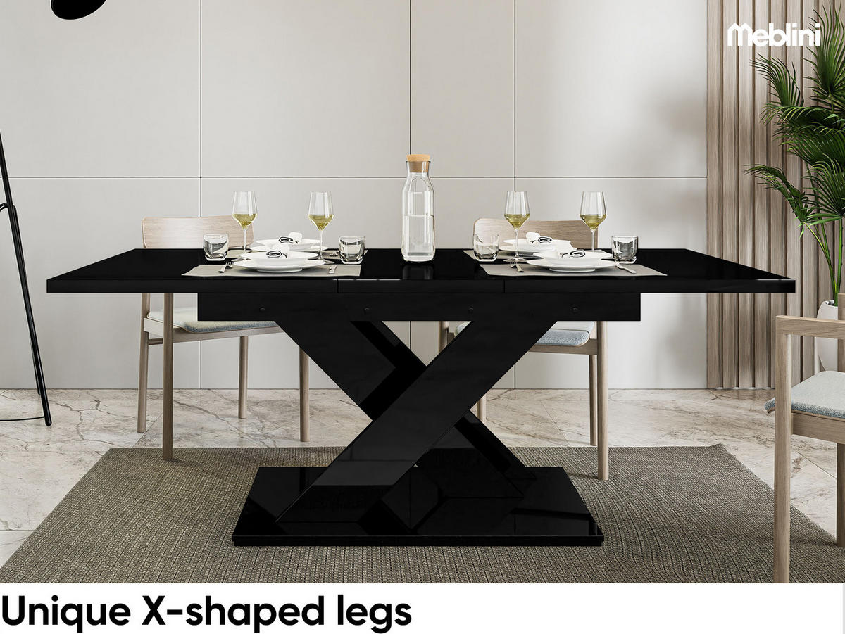 ESSTISCH Bronx - Schwarz Hochglanz, Holzwerkstoff (80/140/75cm) - Meblini