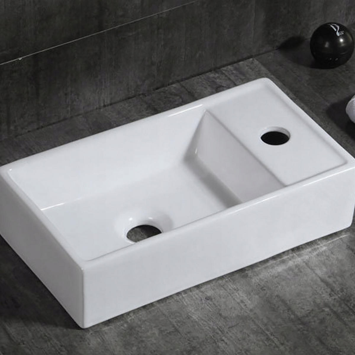 SOCKELWASCHTISCH, weiß, 40/22/10 cm - Weiß, Keramik (40/10/22cm) - Rebiko