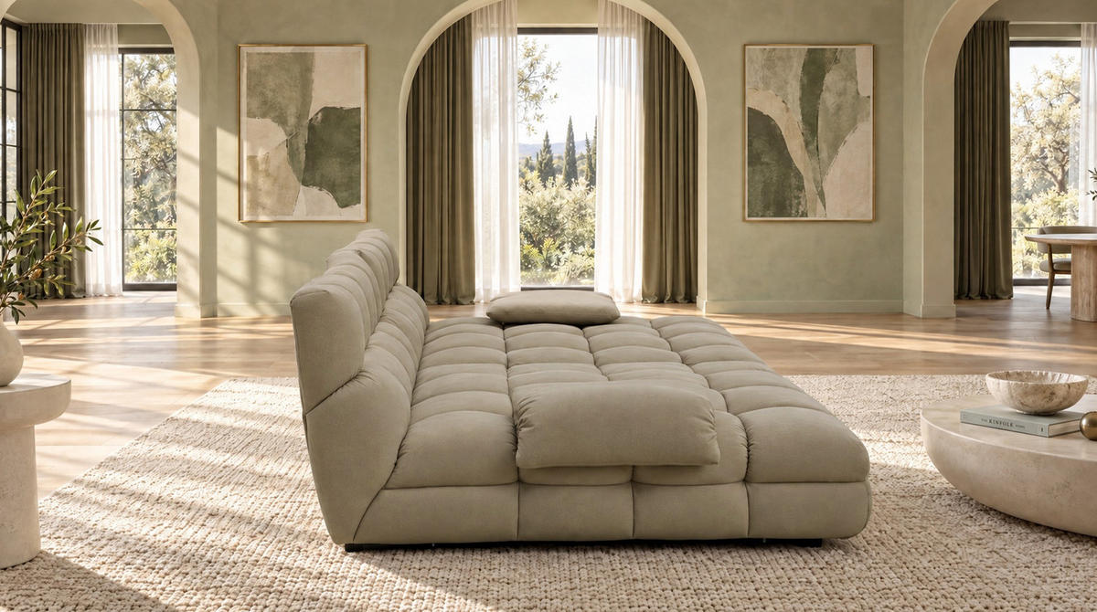 BIG SOFA AMIA Taupe Velvet - Taupe/Schwarz, Kunststoff/Textil (290/86/178cm) - KAWOLA