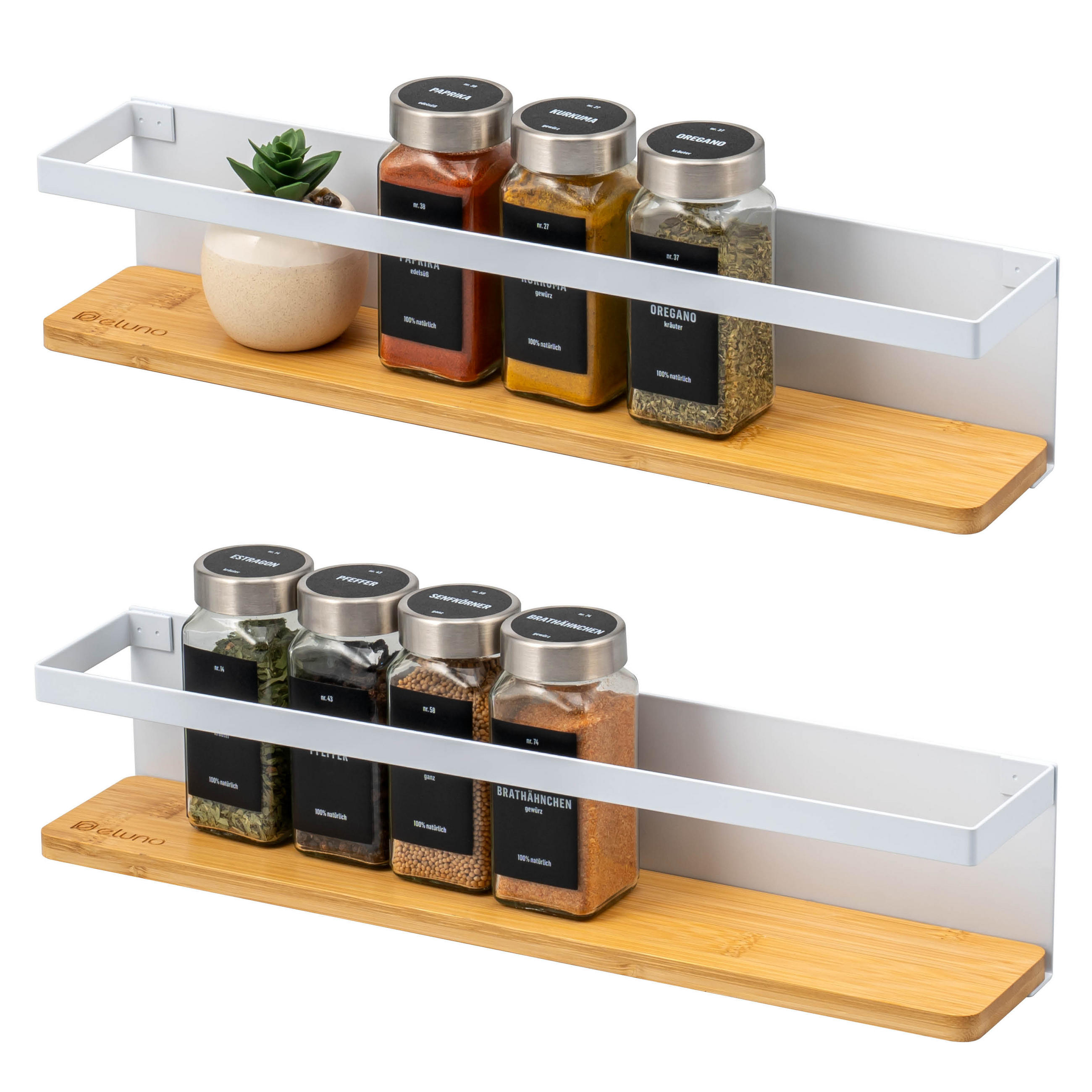 GEWÜRZREGALE 2er Set, Metall, weiß - Weiß, Metall (38/8/6.5cm) - eluno