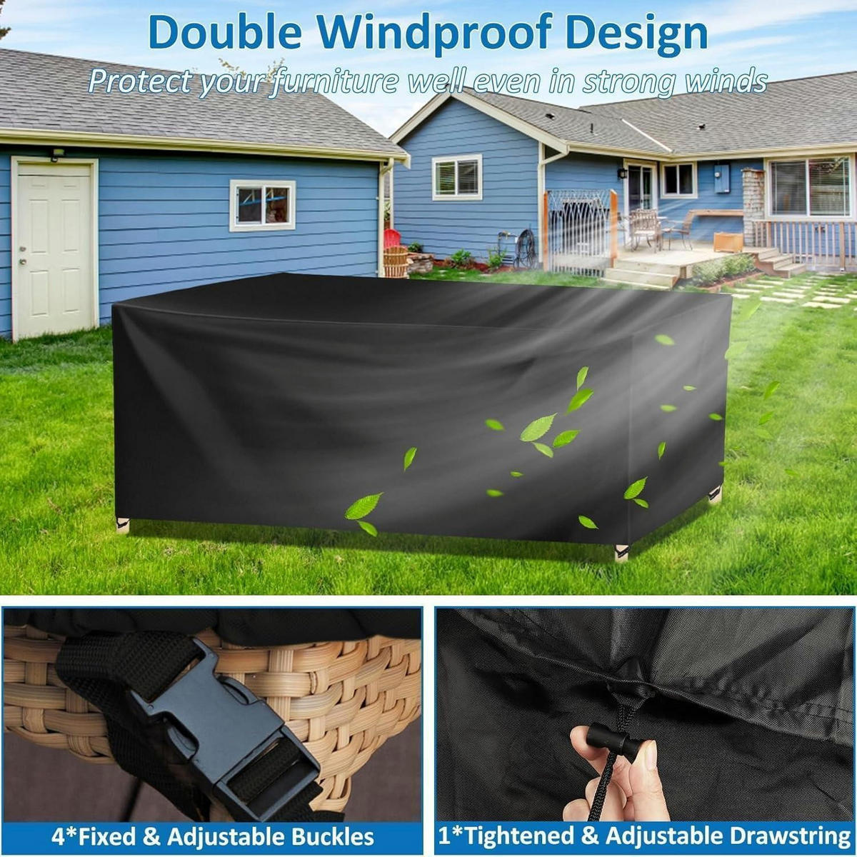 GARTENMÖBEL Abdeckung rechteckig 300 x 300 x 98 cm - Schwarz, Kunststoff (300/98/300cm)