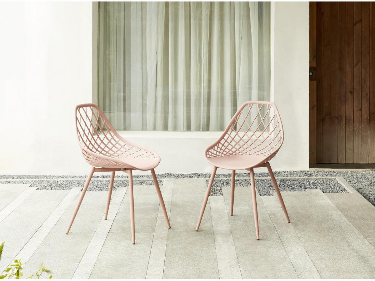 GARTENSTUHL 2er-Set - Polypropylen & Metall - Altrosa - MALAGA von MYLIA - Pink, Metall (49/84/54.5cm) - Vente-Unique