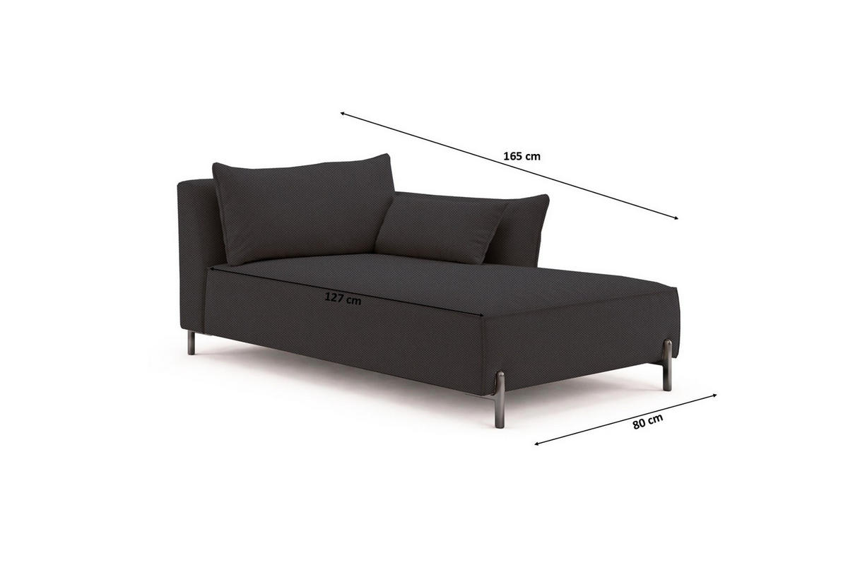CHAISELONGUE für Terrasse und Garten, Stoff Sunlight, Graphit, Rechts, SUNMEE - Dunkelgrau, Holz (80/90/165cm) - Kaiser Möbel