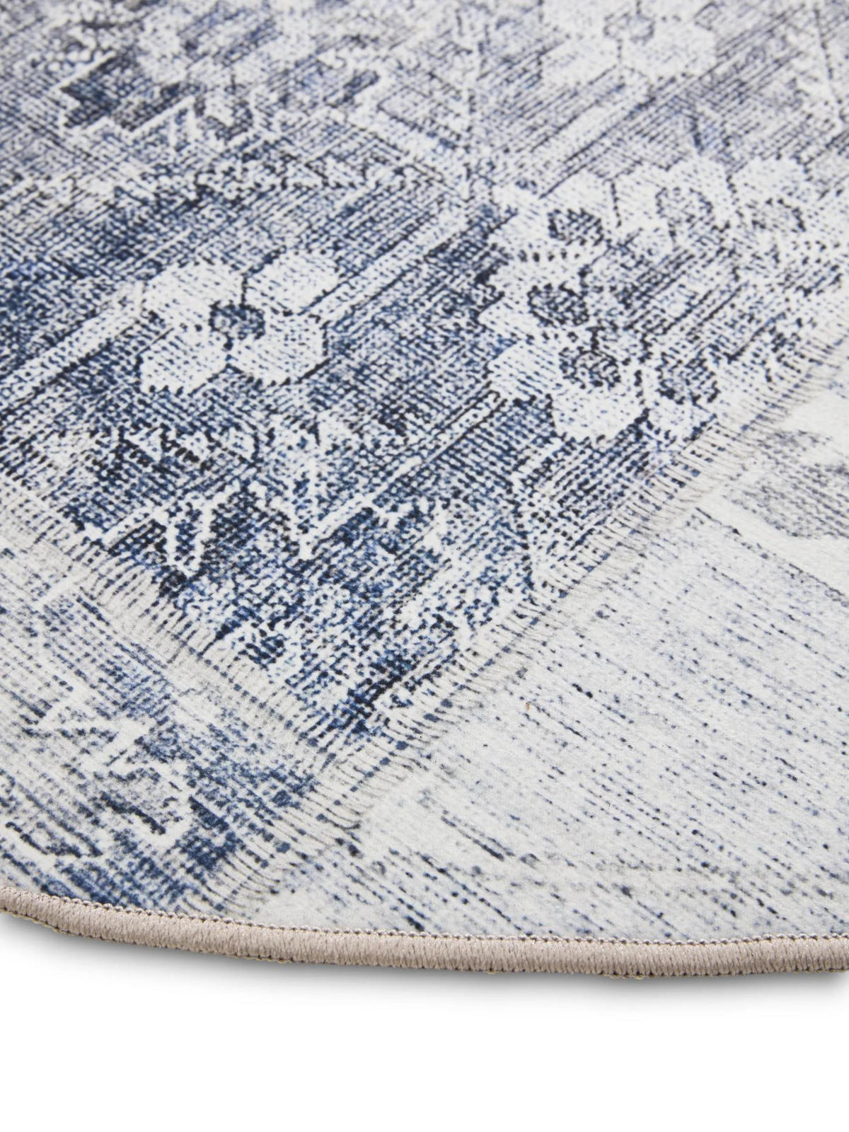 VINTAGE-TEPPICH George waschbar ø 120 cm rund - Blau, Kunststoff (120/120cm) - benuta