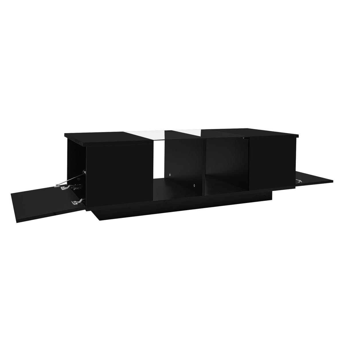 COUCHTISCH 120/50/38,5 cm Schwarz Hochglanz mit LED-Beleuchtung - Schwarz, Holzwerkstoff (120/50/38.5cm) - Korfee