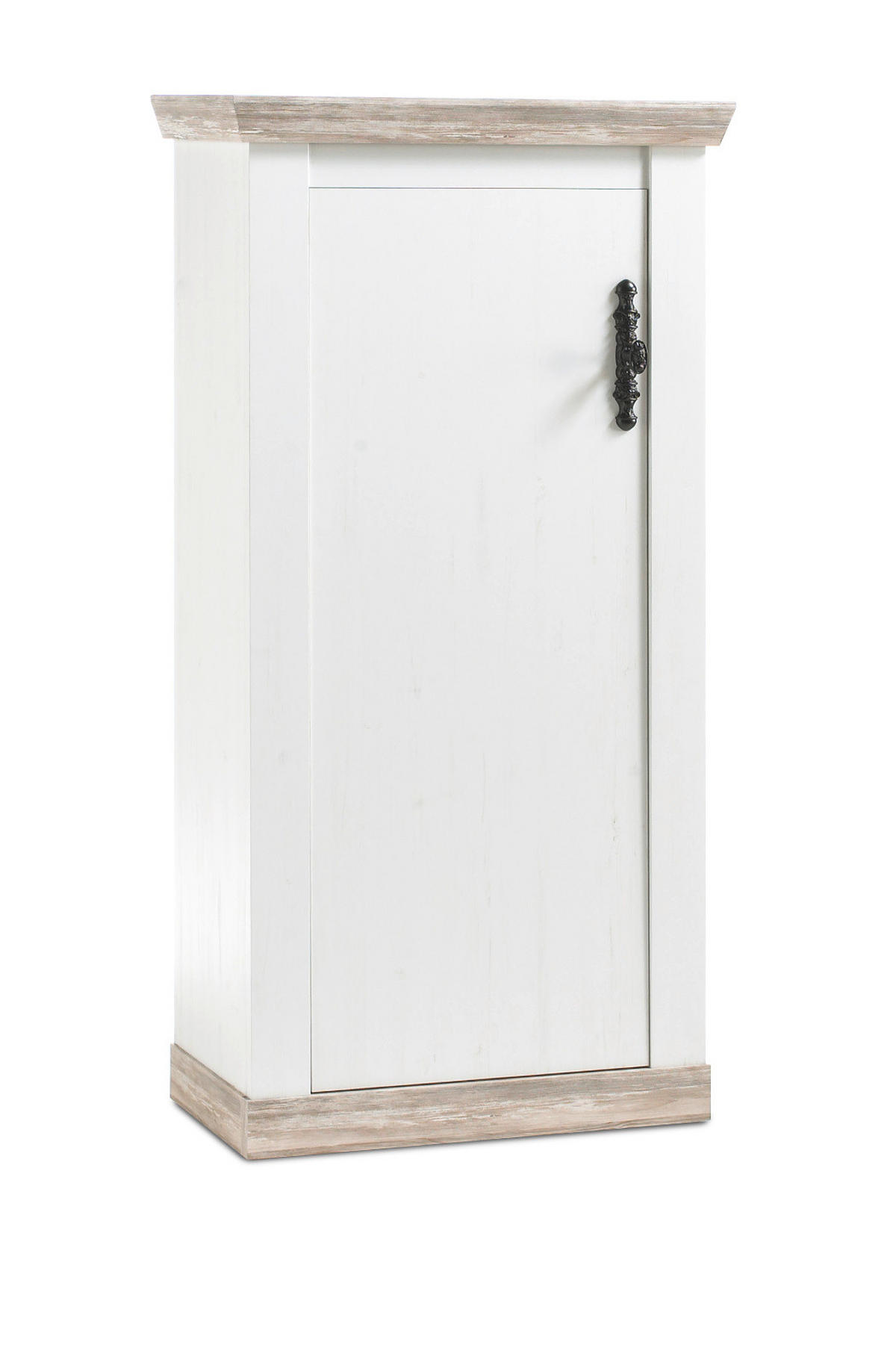 KOMMODE Pinie weiß, Oslo Pinie Landhaus, 71 x 146 cm - Anthrazit/Weiß, Holzwerkstoff/Metall (71/146/37cm) - Furn.Design