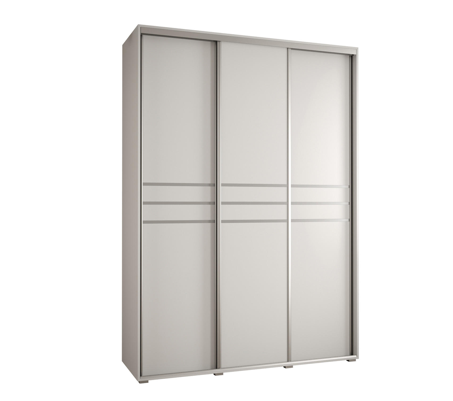 Abiks Möbel SCHWEBETÜRENSCHRANK Weiß, Weiß, Silber 170cm × 45cm × 235cm
