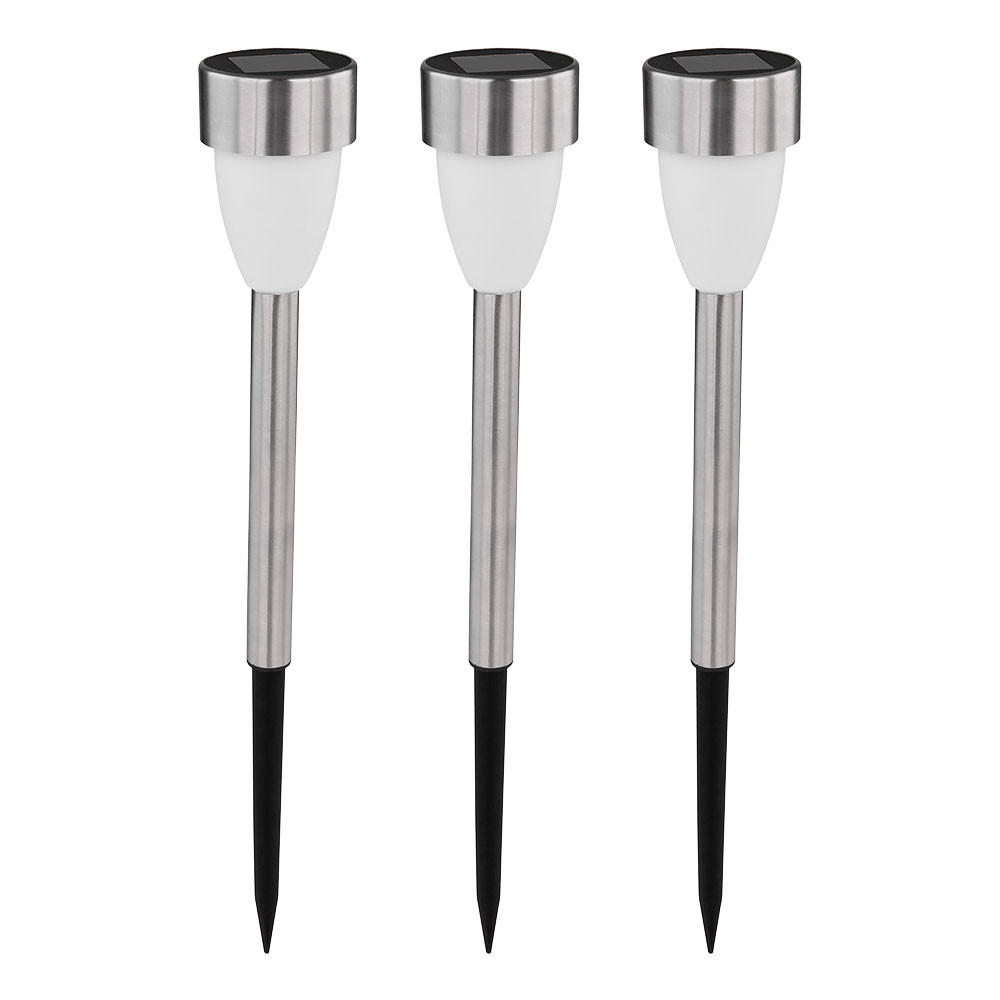 LED AUSSENLEUCHTE Edelstahl Weiß 3er Set - Silberfarben, Metall (5.5/5.5/36.5cm) - Globo Lighting